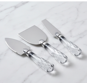 Juego de 3 Cuchillos para Queso con Hoja de Acero Inoxidable y Mango de Vidrio, Espátula para Servir Queso, Utensilios de Cocina - Product Image 3