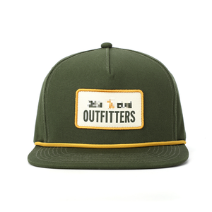 Casquette Snapback en toile verte à 5 panneaux avec bordure jaune contrastante, logo tissé, style décontracté et sportif unisexe INJAE VINA IVA-0403-N305 - Product Image 2