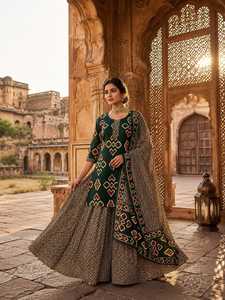 Conjunto de Salwar Kameez de Rayón con Estampado Digital para Mujer, Dupatta, Kurta Pakistaní Étnica, Pantalones Palazzo, Corte Regular, Secado Rápido, Absorbe la Humedad - Product Image 3