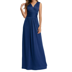 Robe de soirée élégante sur mesure en jersey et mousseline, longue, pour demoiselle d'honneur, grande taille, pour femme, robe de mariée respirante et modeste avec fente - Product Image 2