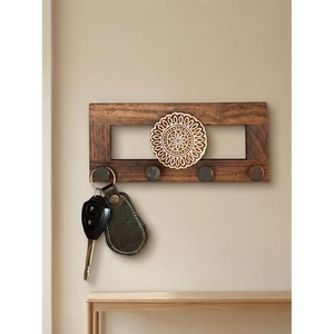 Handcrafted Sheesham Wood <b>Key</b> Holder with Engraved Mandala Design - Wholesale - Product Image 1