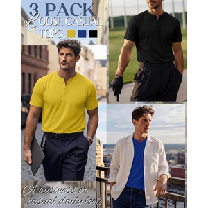 เสื้อยืดแขนสั้นผู้ชาย คอวี ทรงปกติ ผ้าถัก สีพื้น สไตล์ลำลอง - Product Image 2