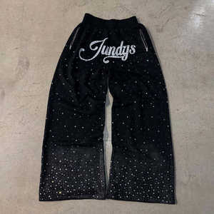 Pantalones Deportivos Holgados para Hombre, Completamente Decorados con Pedrería, Impresión de Logotipo Personalizado, Tela Suave y Transpirable, Estilo Urbano - Product Image 1