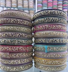 Embroidered Lace Trim Decorative Border Gold Zari Pearl Beaded Ribbon <b>Wedding</b> Dress Saree Blouse Craft Sewing Trim - Product Image 4