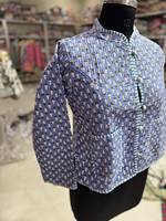 Veste matelassée florale pour femme, col mandarin, manches longues, coton, pour l'automne, fermeture boutonnée, poches plaquées, cadeau pour elle