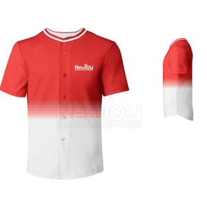 NOUVEAU Maillot de baseball pour homme YOU SPORTS rouge et blanc uni, manches courtes, col de baseball, 100 % polyester, vêtements de sport anti-transpiration - Product Image 3