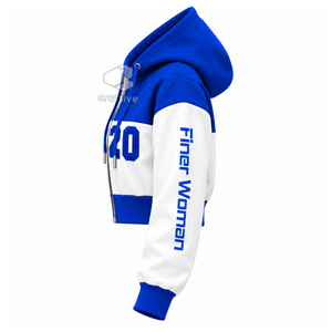 Sudadera con capucha corta con cremallera y bloques de color para mujer de Zeta Phi Beta Sorority, con letras griegas bordadas, top universitario. - Product Image 3