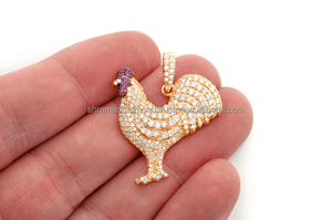2026 Exclusive Premium Quality D Color VVS Custom Ruby Rooster 14K <b>Solid</b> <b>Gold</b> Plated Moissanite party <b>Pendant</b> for Men Women gift - Product Image 3