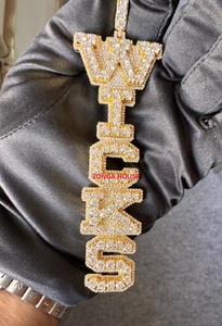Custom Hip hop Letter Pendant 22K <b>Gold</b> Plated Moissanite Channel Setting Unisex Everyday Wear Custom pendant charm - Product Image 1
