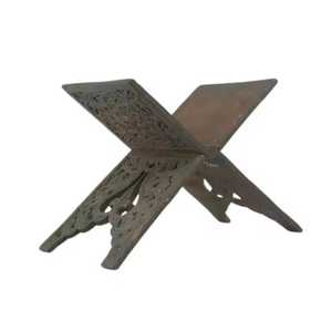 Wooden <b>Book</b> Stand with Ornate Carved Base Central Vertical Support Angled Panels Handmade Durable Holder for Reading <b>Display</b> - Product Image 2