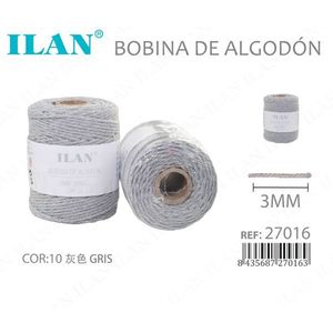 ด้ายฝ้ายอิลัน ขนาด 3 มม. สีเทา 100% สำหรับงานฝีมือและเย็บผ้า - Product Image 3