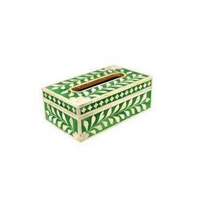 Boîte à mouchoirs rectangulaire en os incrusté, artisanat fait main, best-seller, produit le plus vendu - Product Image 1
