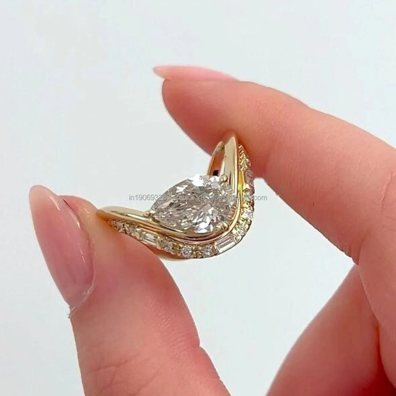 moissanite gold plated wedding ring set