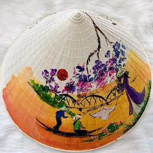 Sombreros de hojas tejidos a mano, personalizados con arte pintado, sombrero de paja de arroz de alta calidad, Vietnam, non la - Product Image 1