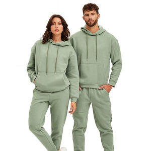 Ensemble sweat à capuche et survêtement imprimé unisexe personnalisé pour couple, hiver, haute qualité, manches longues, 100 % coton épais, vente en gros, deux pièces - Product Image 1