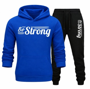 Premium Breathable Fleece <b>Polyester</b>/Cotton Hoodie <b>Jogger</b> Set <b>Men</b> Streetwear Winter Thermal Athletic Tracksuit Luxury Designer - Product Image 1
