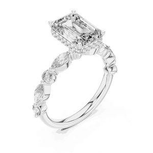 Anillo de Compromiso con Diamante Cultivado en Laboratorio de Corte Esmeralda de 3 Quilates, Halo Oculto, Oro Sólido de 18K, Certificado IGI, Anillo de Novia para Mujer - Product Image 4