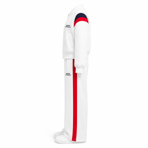 Ensemble de survêtement unisexe ONETEN APPARELS 2 en 1 avec fermeture éclair intégrale, veste et pantalon à rayures blanches et rouges, coupe ample sportive, décontracté pour l'automne, idéal pour le jogging - Product Image 2