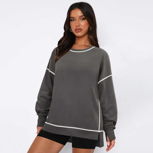 Sweat-shirt à capuche oversize pour femme, confortable, respirant, léger, séchage rapide, 100% coton, couleur unie - Product Image 5