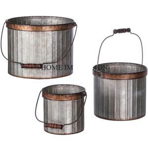 Juego de macetas y macetas de decoración de flores modernas de 3 tamaños diferentes, maceta de flores elegante de estaño galvanizado para bodas y fiestas - Product Image 1