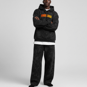 Ensemble sweat-shirt et pantalon de survêtement d'hiver personnalisé pour homme, coupe ample, épaules tombantes, style streetwear, fermeture éclair. - Product Image 4