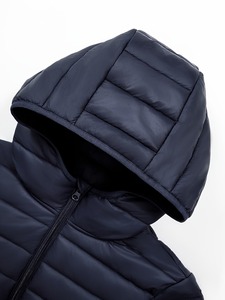 Custom Hooded Winter Padding <b>Jacket</b> <b>Puffer</b> Quilted Zip Button Double Short <b>Crop</b> <b>Puffer</b> Down Zipper Closure Polyester Wadding - Product Image 2