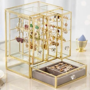 กล่องเก็บเครื่องประดับแก้วใสสุดหรู กล่องใส่เครื่องประดับแก้วทำมือ กล่องโชว์เครื่องประดับสไตล์วินเทจ - Product Image 1