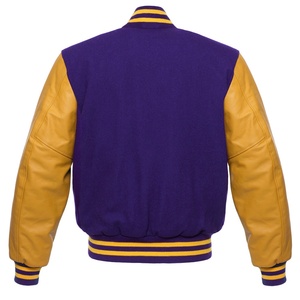 Chaqueta Varsity Unisex Morada y Amarilla, Mezcla de Lana, Manga de Cuero, Diseño 2 en 1, Ropa de Invierno para Deportes Universitarios - Product Image 5