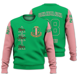 Sudadera Alpha Aka Alpha Rosa Verde con Cuello Redondo para Hombre, Corte Regular, Diseño con Letras Griegas, Sudadera con Estampado por Sublimación - Product Image 4