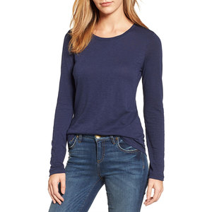 Camiseta de Manga Larga para Mujer ODM, 100% Algodón, Corte Ajustado, Ecológica, Cómoda, Transpirable, de Secado Rápido, Informal, Cuello Redondo, para Verano - Product Image 1