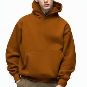 Sudadera con Capucha Ligera para Hombre, Corte Holgado, Manga Regular, Color Sólido, Estilo Casual Otoñal, 100% Algodón Felpa, Bordada - Product Image 6