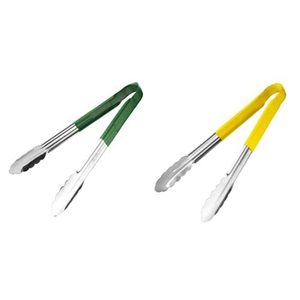 Pinces en acier inoxydable légères, durables, antidérapantes, résistantes à la chaleur et compatibles lave-vaisselle, pour le pain, la pâtisserie et le barbecue, avec poignée recouverte de vinyle - Product Image 1
