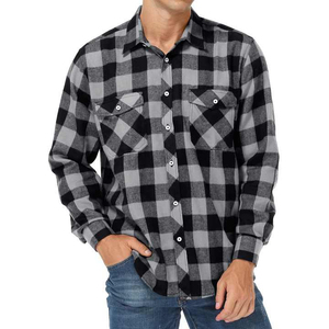 Camisas de Franela al por Mayor, Camisa de Franela Gruesa de Manga Larga y Talla Grande para Hombre, Camisa de Franela de Algodón con Botones y Estampado a Cuadros - Product Image 3