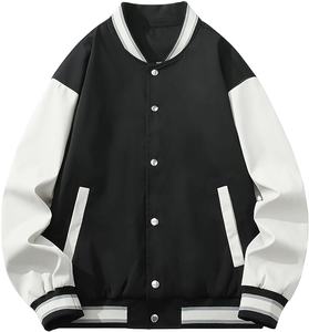 Veste universitaire personnalisée de haute qualité à manches en cuir pour hommes, poids lourd, blouson bombardier coupe-vent élégant à la mode de rue - Product Image 1