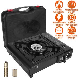 Réchaud de camping portable 3300W à double combustible avec éjection automatique de la bouteille et allumage piézoélectrique, compatible avec les cartouches de butane - Product Image 5