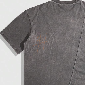 Camiseta Asimétrica Extra Grande para Hombre, Estilo Vintage Lavado, Color Gris, Estilo Urbano, Algodón, Hip Hop, Casual, Ecológica - Product Image 6