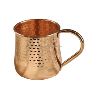 Mug en cuivre martelé de qualité supérieure avec poignée et finition polie, idéal pour la boisson et l'utilisation en cuisine, anti-fuite. - Product Image 6