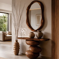 Table console en bois de luxe et miroir mural moderne