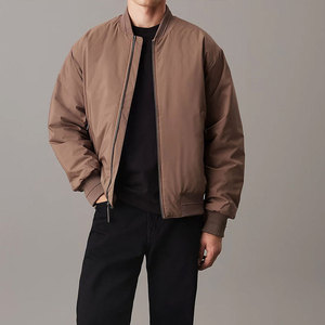 Men's Bomber <b>Jacket</b> Wind Water Resistant PU Zipper Closure Stand Collar Casual Winter Wear <b>Fleece</b> <b>Lining</b> Luminous - Product Image 4