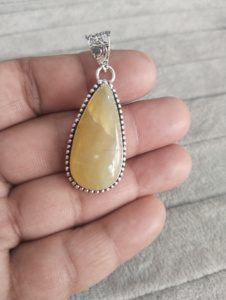 Colgantes de piedras preciosas de ágata auténtica de ópalo amarillo Natural de la mejor calidad, collar de joyería de cristal tallado - Product Image 2