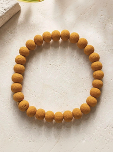 Bracelet perlé en curcuma naturel (Haldi) – Vente en gros, fait main, biologique, à base de plantes, Mala extensible, unisexe, bijoux spirituels - Product Image 4