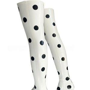 ถุงน่องผู้หญิงสีขาวลายจุดเหนือเข่า แบบทึบแสง ไร้ตะเข็บ ถักจากผ้าสแปนเด็กซ์ เซ็กซี่ เหมาะสำหรับงานปาร์ตี้ ใส่ได้ทุกฤดู - Product Image 5