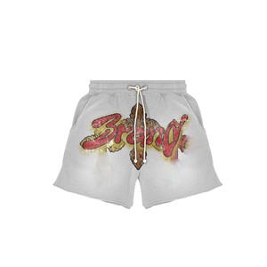 Shorts en molleton de coton délavé pour hommes, tissu doux GSM, lavage vintage, logo personnalisé imprimé, shorts délavés pour hommes - Product Image 1