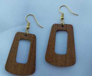 Boucles d'oreilles pendantes en bois pour femmes, forme géométrique, style vintage, pour soirée - Product Image 3