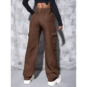 กางเกงยีนส์คาร์โก้สไตล์เกาหลีสีน้ำตาล Y2K สำหรับผู้หญิง เอวสูง ทรงหลวม ยืดได้ มีกระเป๋าหลายช่อง สไตล์ลำลอง สตรีทแวร์ แฟชั่น ไซส์ 26 ถึง 40 - Product Image 5