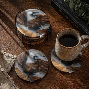 Latest High Quality Wooden Round Coaster Bulk for <b>Table</b> <b>Top</b> Drinks Tea Cup Coffee Mug Glass-mats & Pads Wood <b>Resin</b> Coaster - Product Image 5