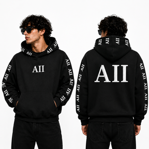 Sweat-shirts à capuche personnalisés pour hommes, avec bandes imprimées sur les manches, en coton épais, style streetwear, fabrication OEM, marque privée, vente en gros - Product Image 1