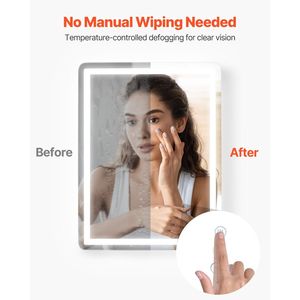 Specchio LED da Bagno 24x32 Pollici con Illuminazione Frontale e Posteriore, Antiappannamento, Luci Memoria, Specchio LED da Bagno Steple - Product Image 4