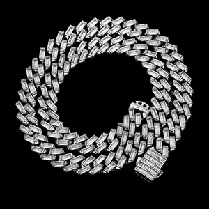 Exclusive Women's 18K Gold Filled Moissanite Diamond <b>Necklace</b> Baguette Cut Channel Setting Geometric Link <b>Chain</b> Party Jewelry - Product Image 2
