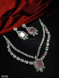 Ensemble de bijoux de mariée en diamant américain classique Collier et boucles d'oreilles en deux pièces pour mariage Style classique à la mode - Product Image 4